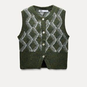 Zara Argyle button vest!! Brand New current season